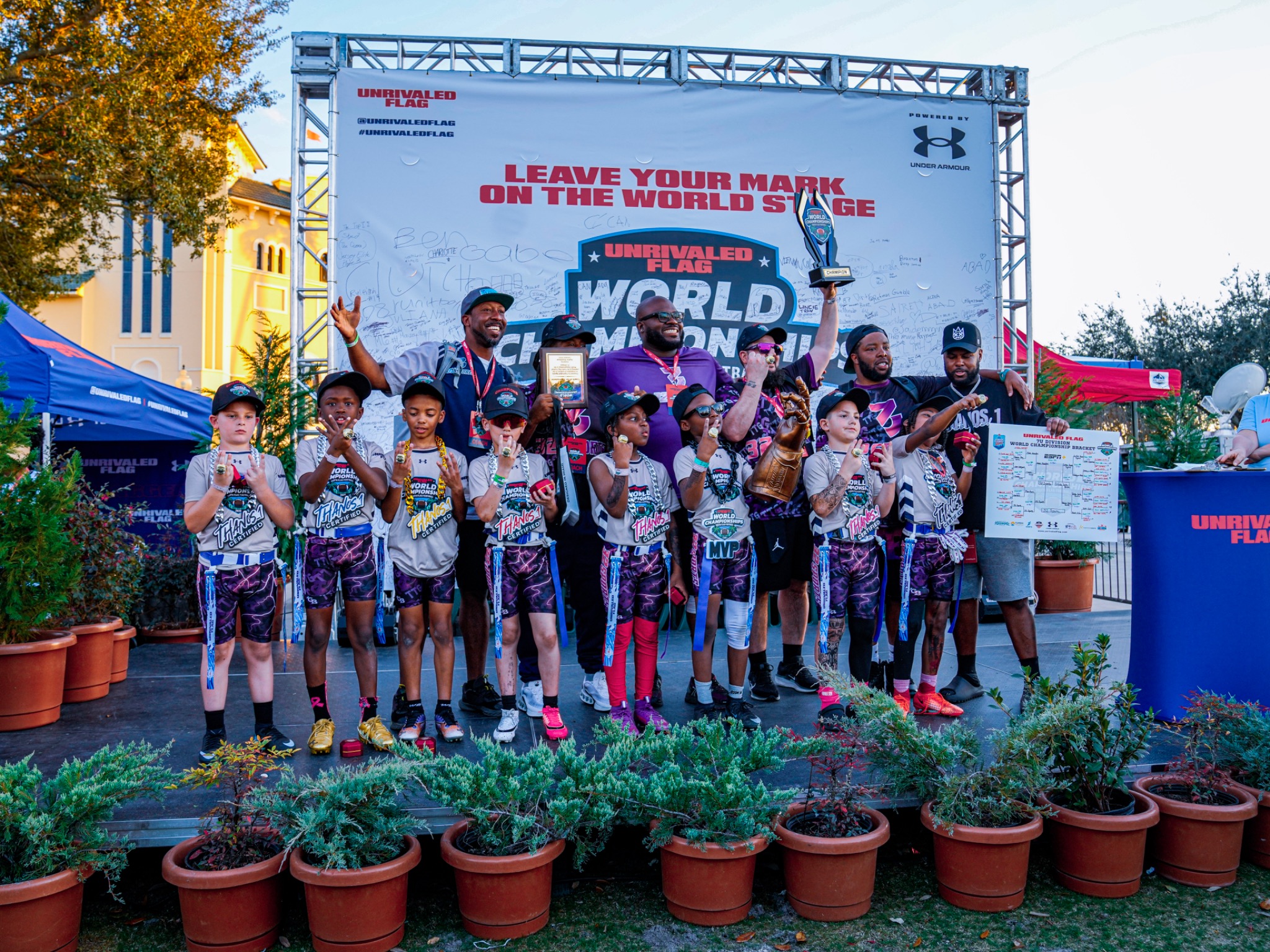 32 Sports young athletes and coaches celebrating their championship together